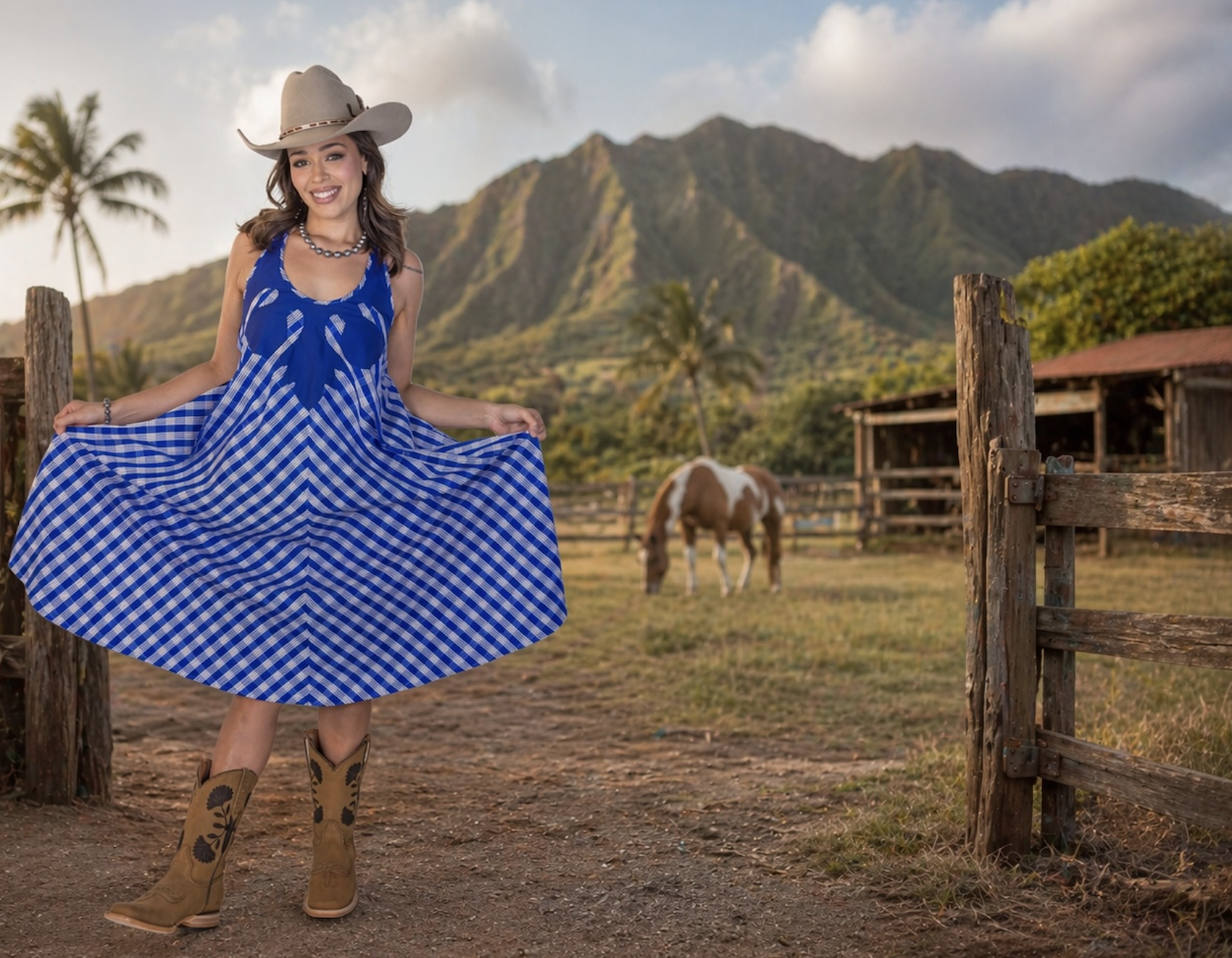 Leather & Lei - Brown Lehua Cowgirl Boots